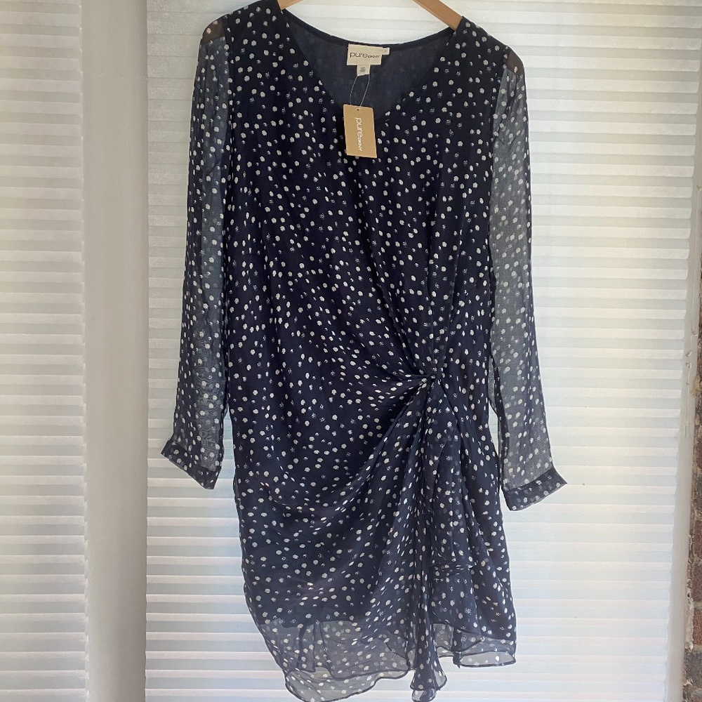 DKNY PURE Polka Dot Dress Silk NWT Petite 0